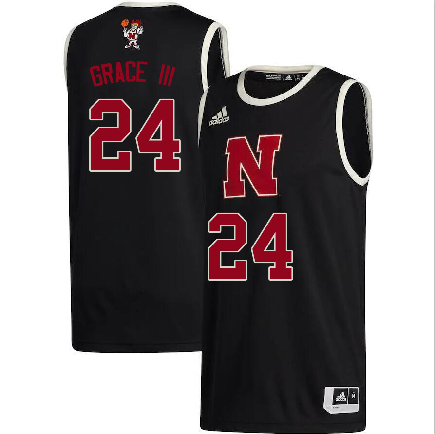 Men #24 Jeffrey Grace III Nebraska Cornhuskers College Basketball Jerseys Sale-Black